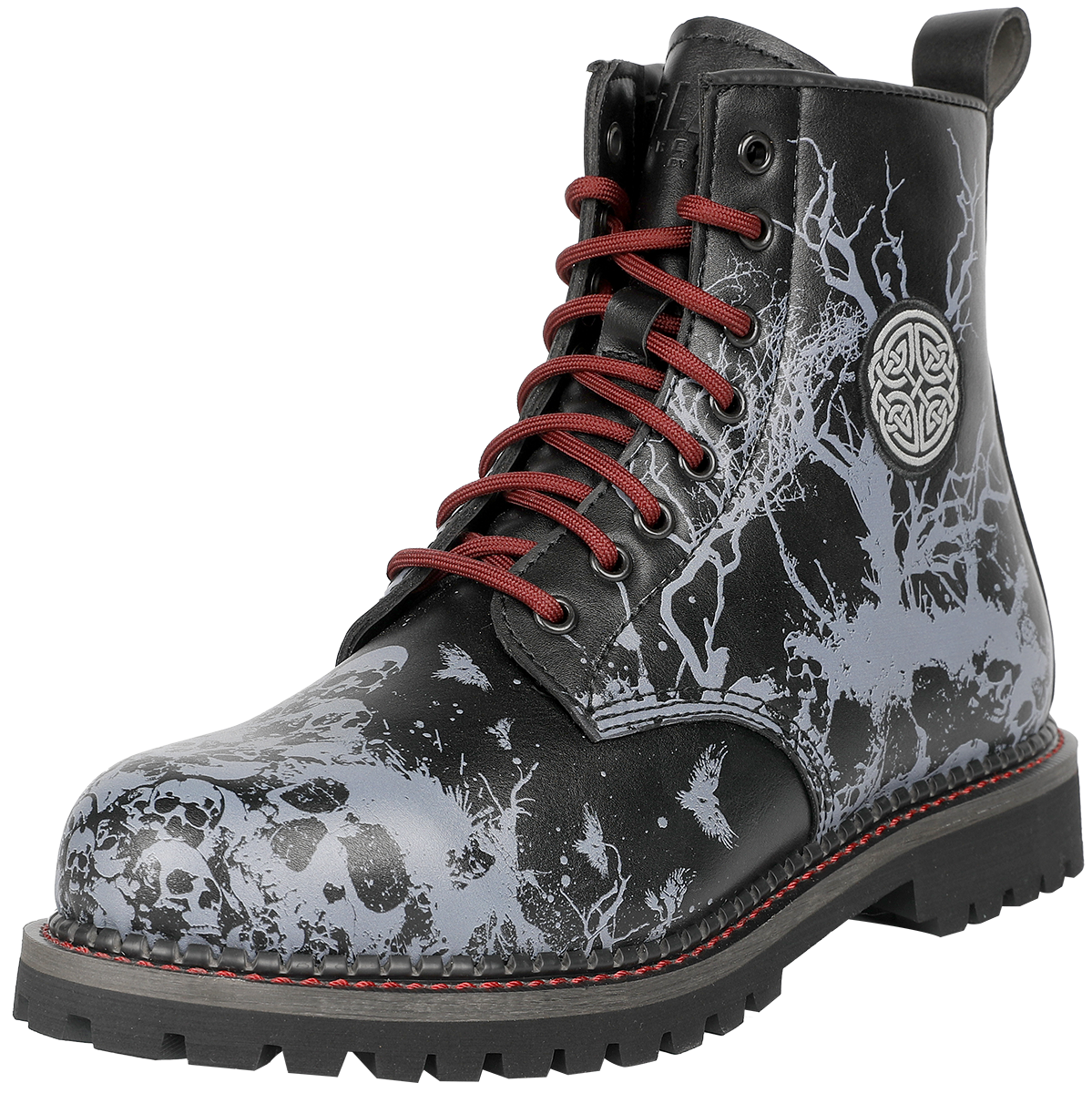 Black Premium by EMP - Boots with Skull Alloverprint and Red Details - Stiefel - schwarz| grau - EMP Exklusiv!