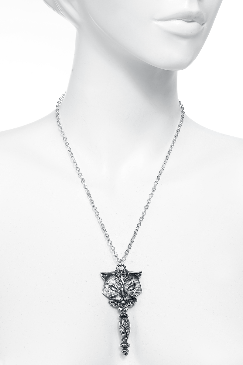 Alchemy Gothic Sacred Cat Vanity Halskette silberfarben