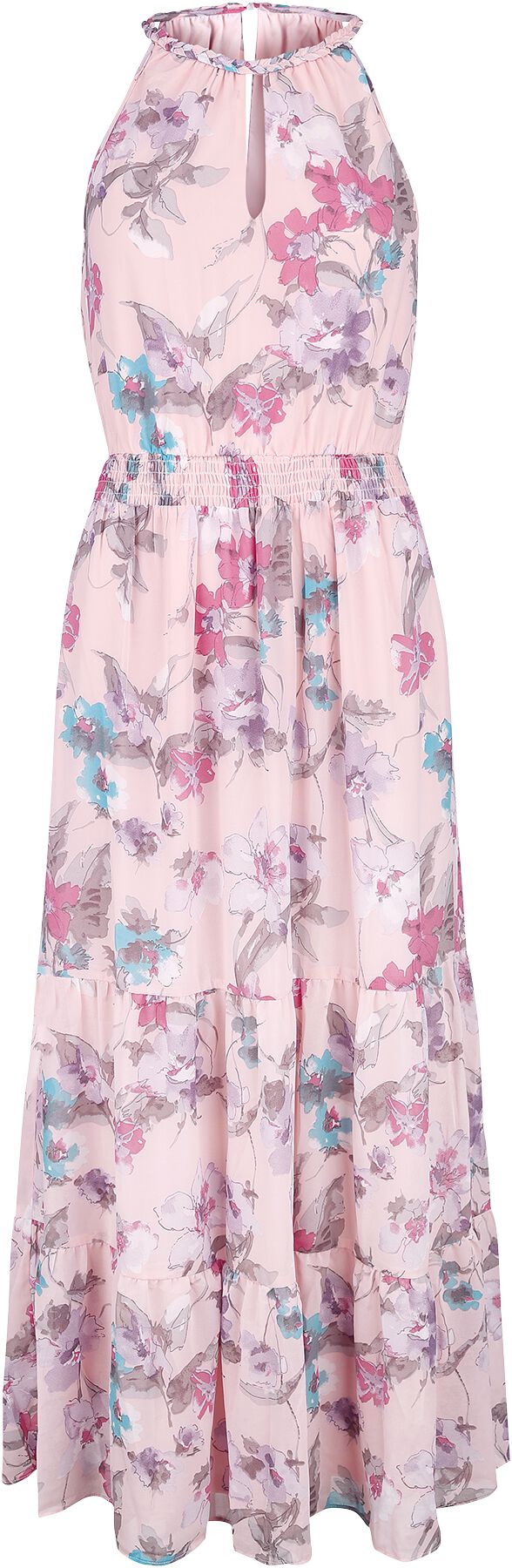 Robe longue Rockabilly de QED London - Floral Print Halterneck Tiered Midi Dress - XS à L - pour Fem