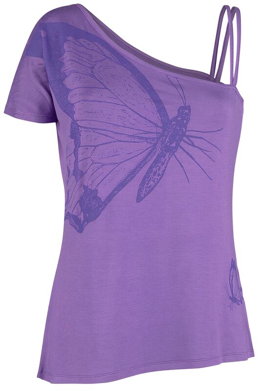 Violettes T-Shirt mit Träger und Ärmel