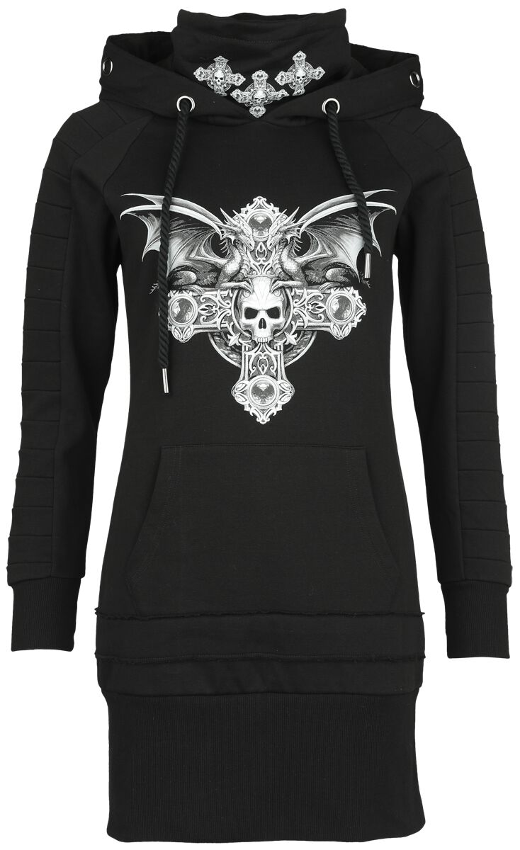 Image of Miniabito Gothic di Gothicana by EMP - Gothicana X Anne Stokes hoodie dress - S a XXL - Donna - nero