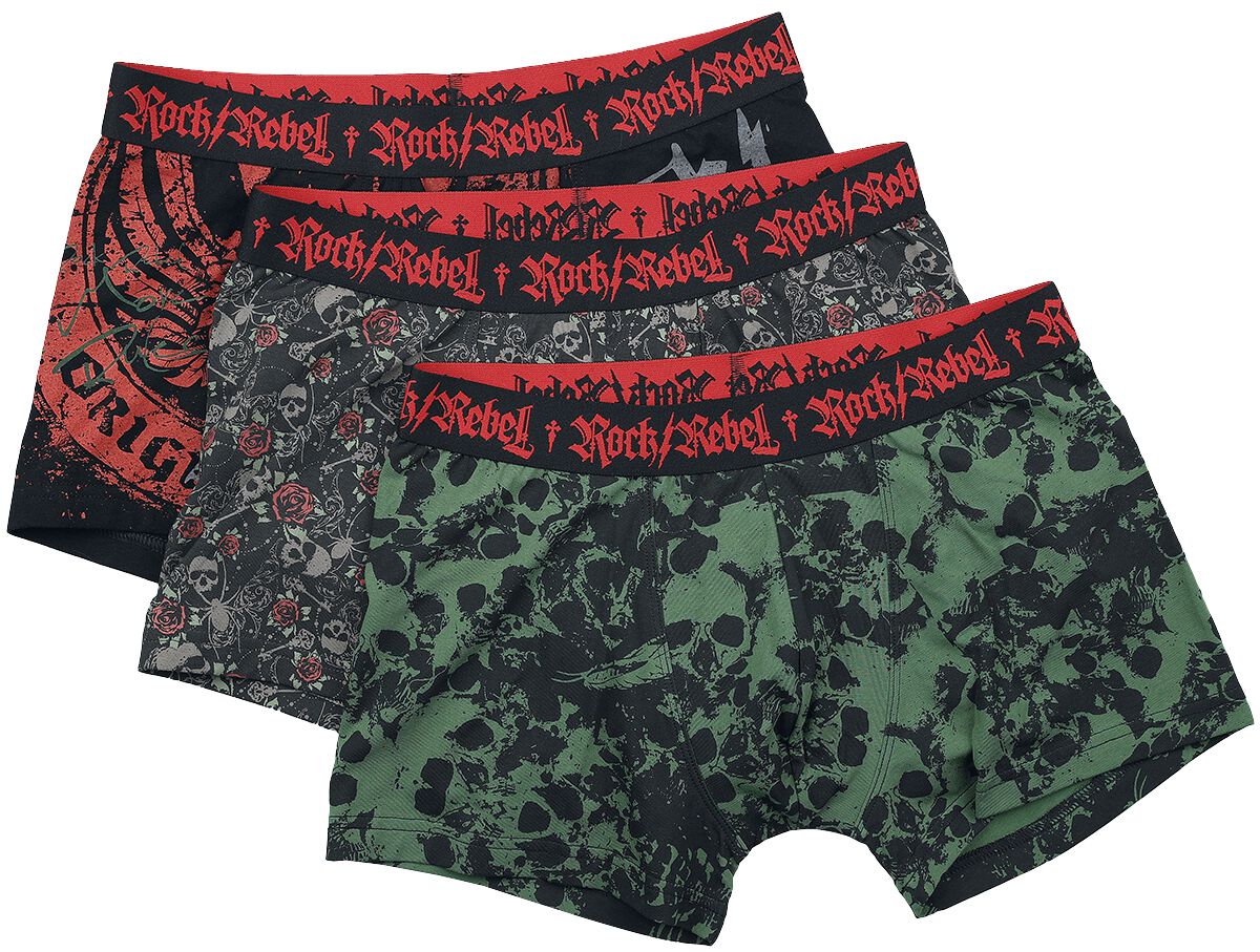 Rock Rebel by EMP Boxer Short Set with Skull Prints Boxer Shorts Set black