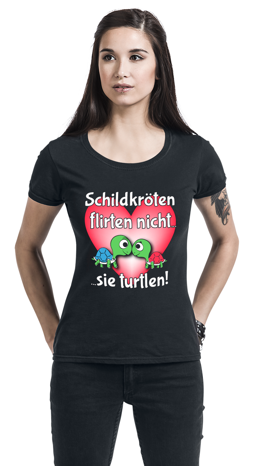 Tierisch Schildkröten flirten nicht... T-Shirt schwarz