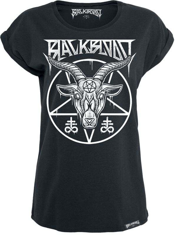 Schwarzes T-Shirt mit Rundhalsausschnitt und Print