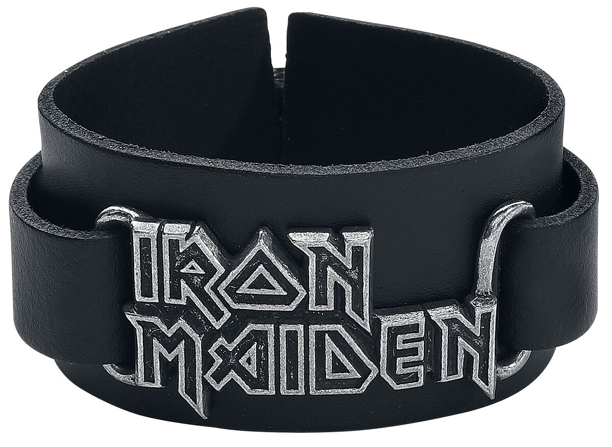 Image of Iron Maiden Iron Maiden Logo Lederarmband schwarz