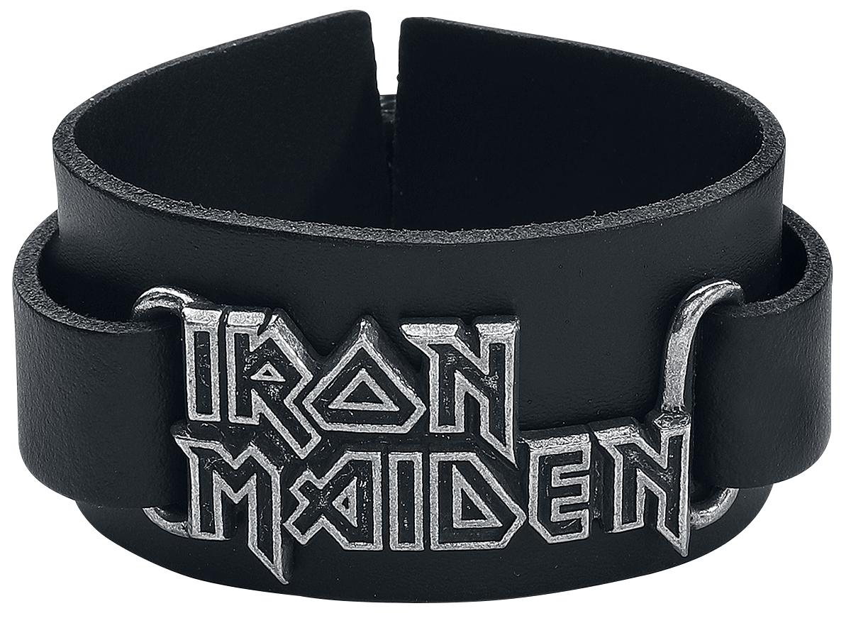 Iron Maiden - Iron Maiden Logo - Lederarmband - schwarz