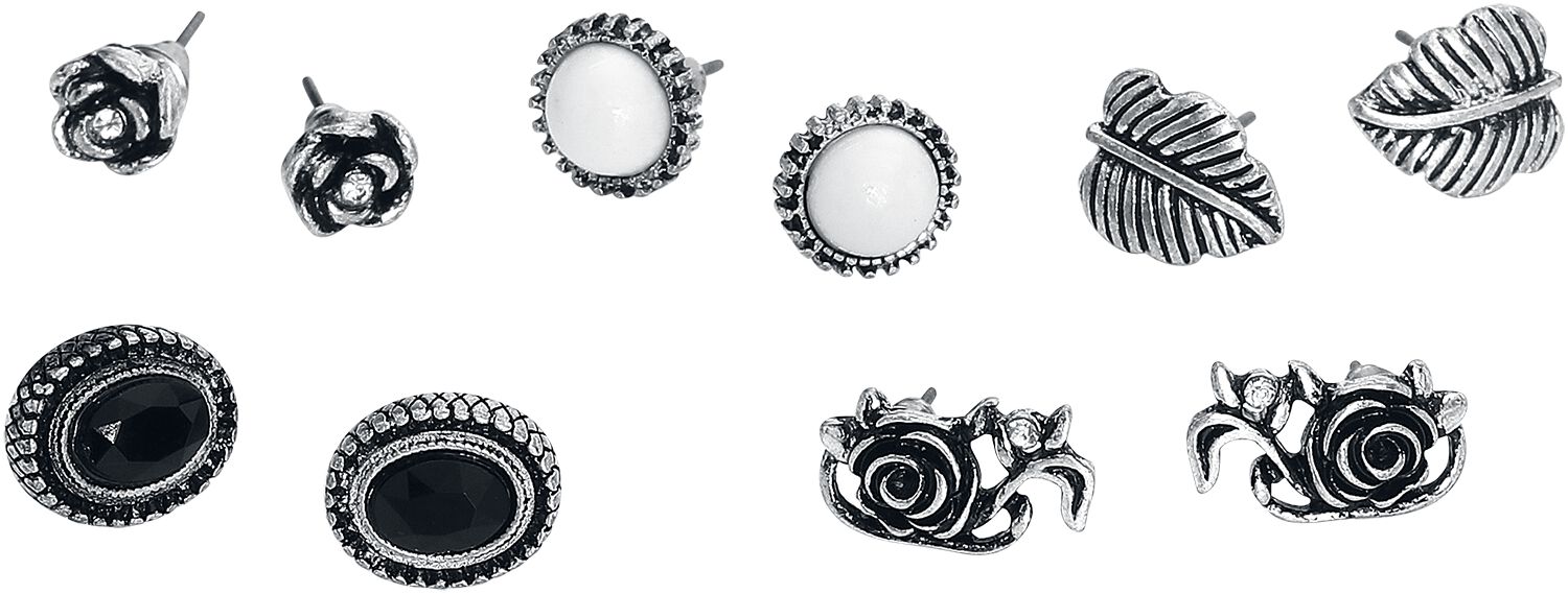 Set de boucles d'oreilles de Black Premium by EMP - Roses - pour Femme - couleur argent