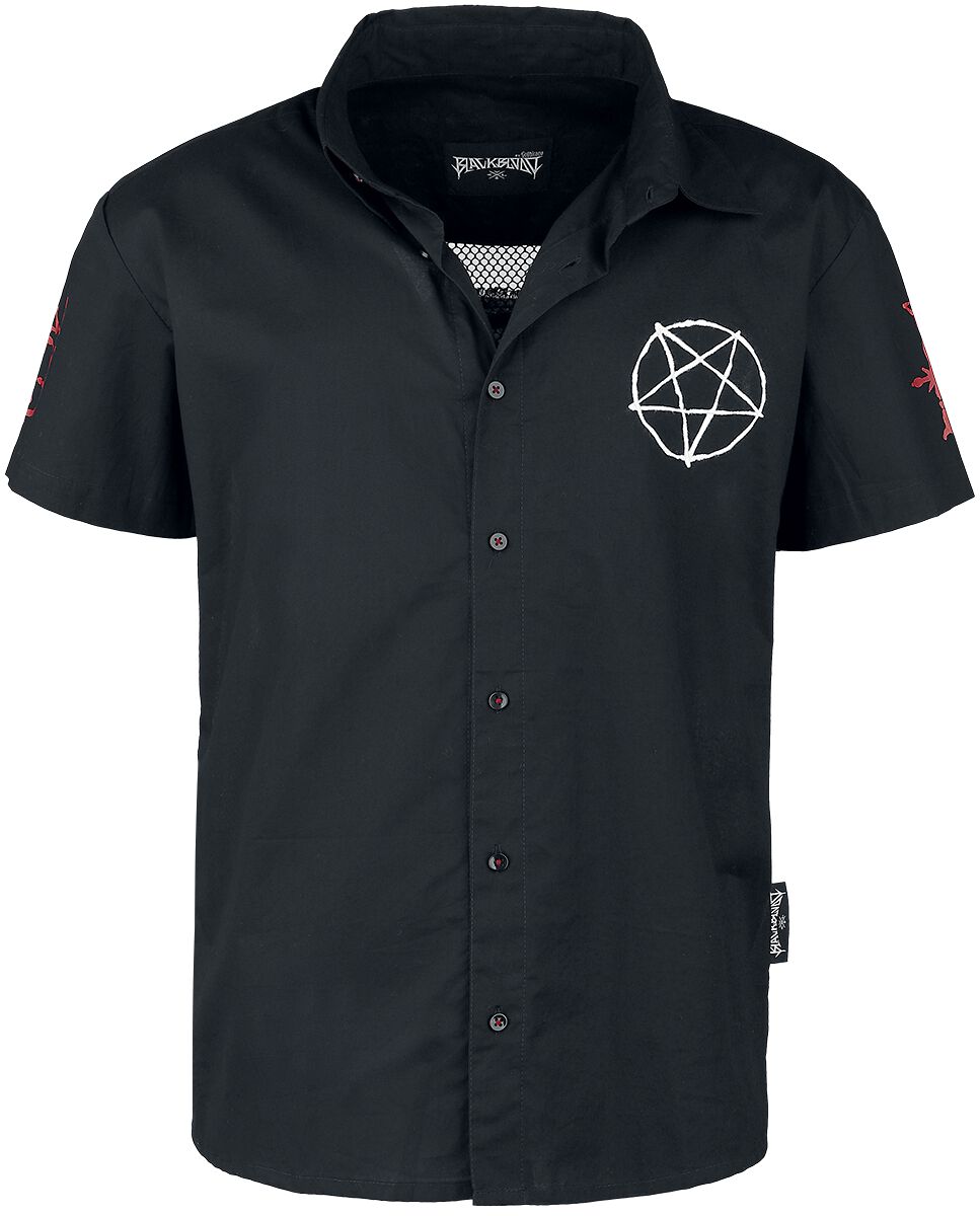 Levně Black Blood by Gothicana Košile s transparentním dílem na zádech Košile černá