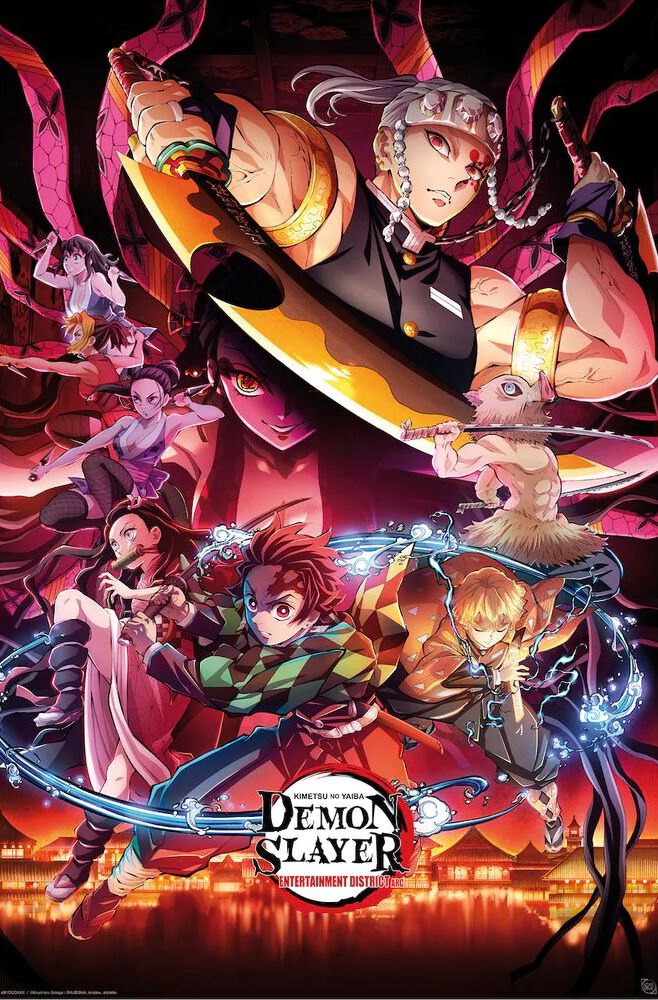 Demon Slayer Entertainment District Poster multicolor