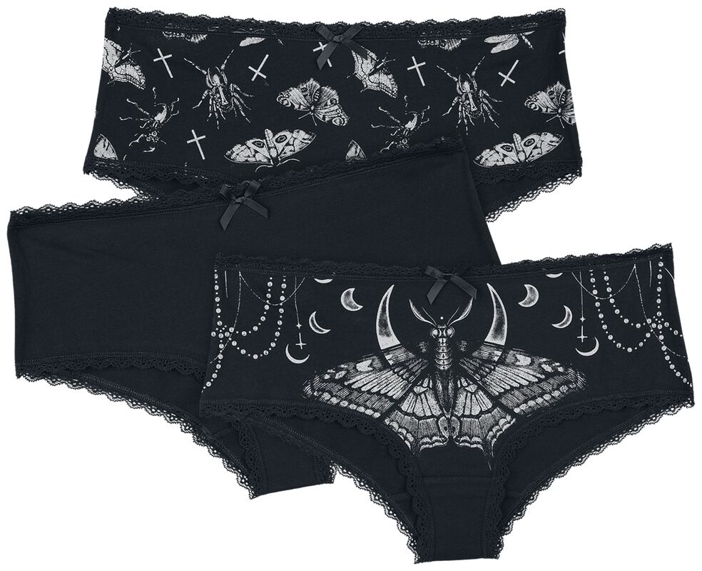 Schwarzes Panty-Set in uni und mit Prints