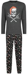 Pyjama with Christmas Skull Print, Black Premium by EMP, Schlafanzug