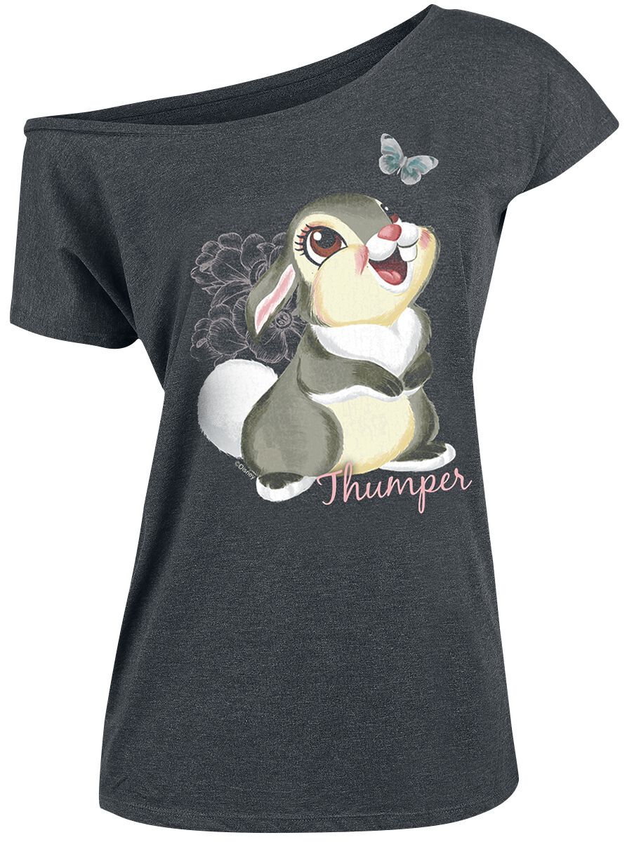 Bambi - Disney T-Shirt - Klopfer - S bis 5XL - für Damen - Größe 3XL - grau meliert  - Lizenzierter Fanartikel