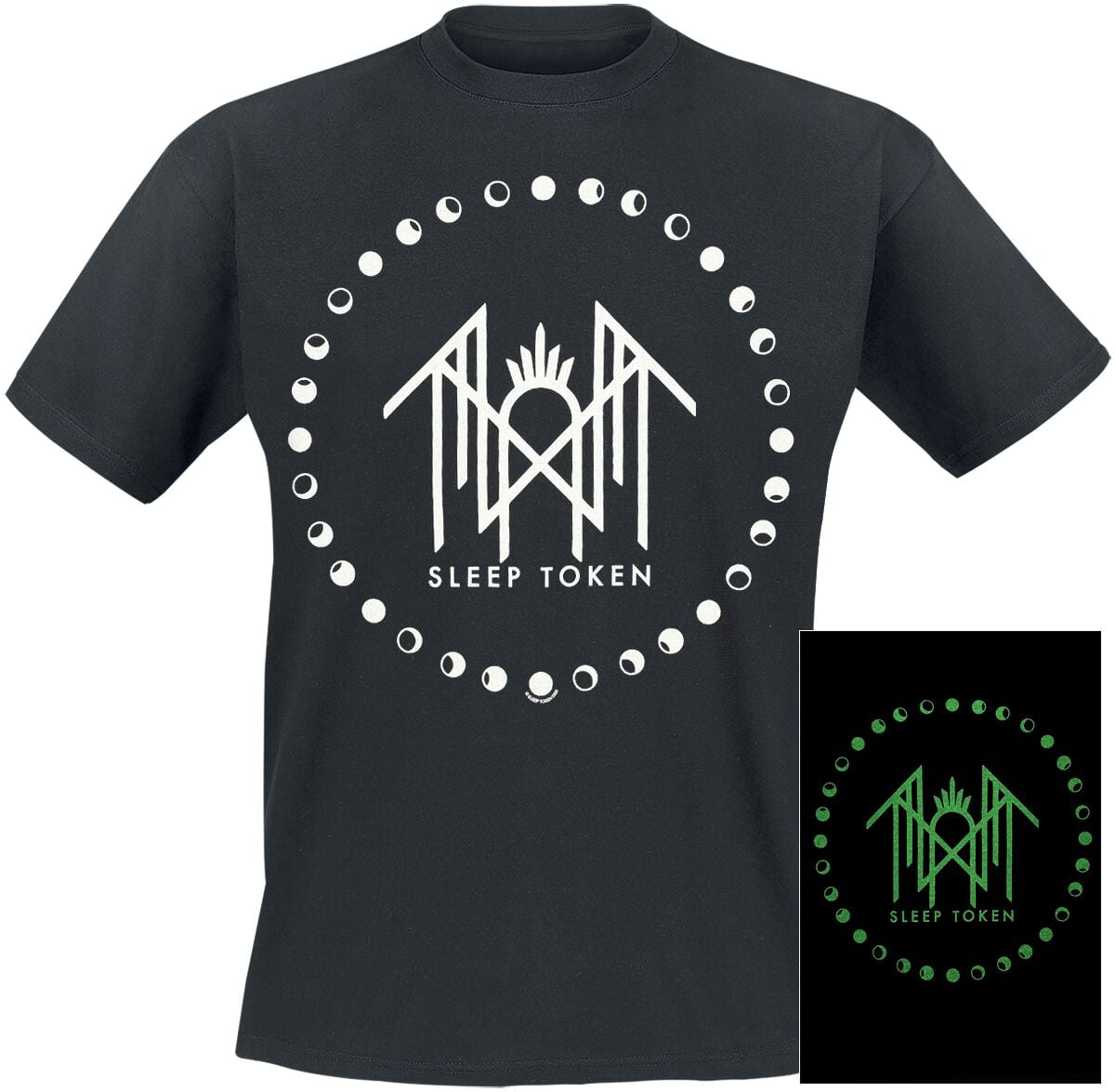 Levně Sleep Token Moon Phase - Glow In The Dark Tričko černá