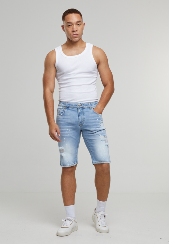 4255773734324 - VICTOR RIPPED SLIM FIT SHORTS-LIGHT BLUE Short hellblau in 30 4255773734324 - VICTOR RIPPED SLIM FIT SHORTS-LIGHT BLUE Short hellblau in 30