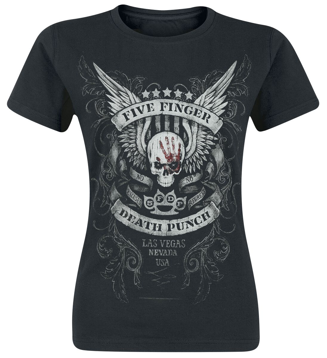 Five Finger Death Punch T-Shirt - No Regrets - S bis XL - für Damen - Größe XL - schwarz  - EMP exklusives Merchandise!