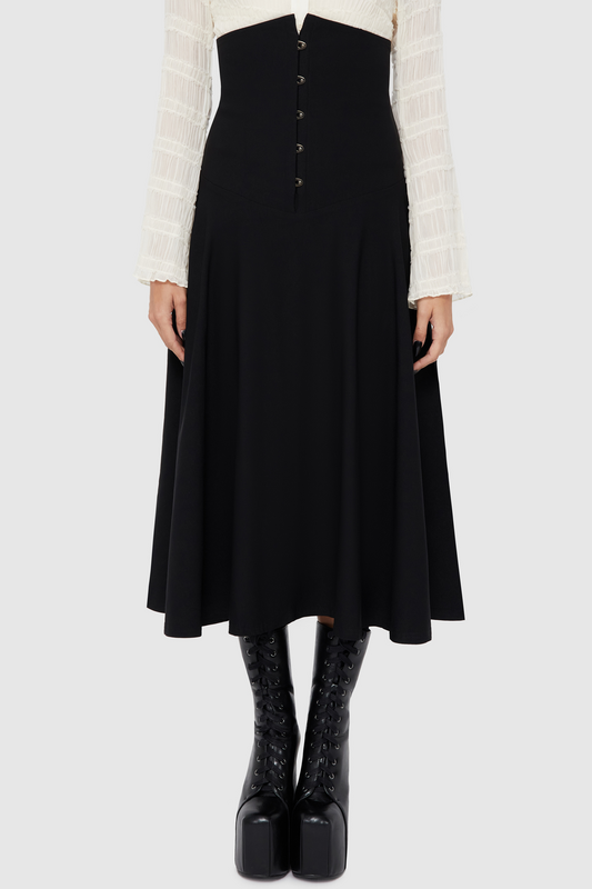 Killstar Gothic Midi Skirt - Sable Hex Skirt - for Women - black