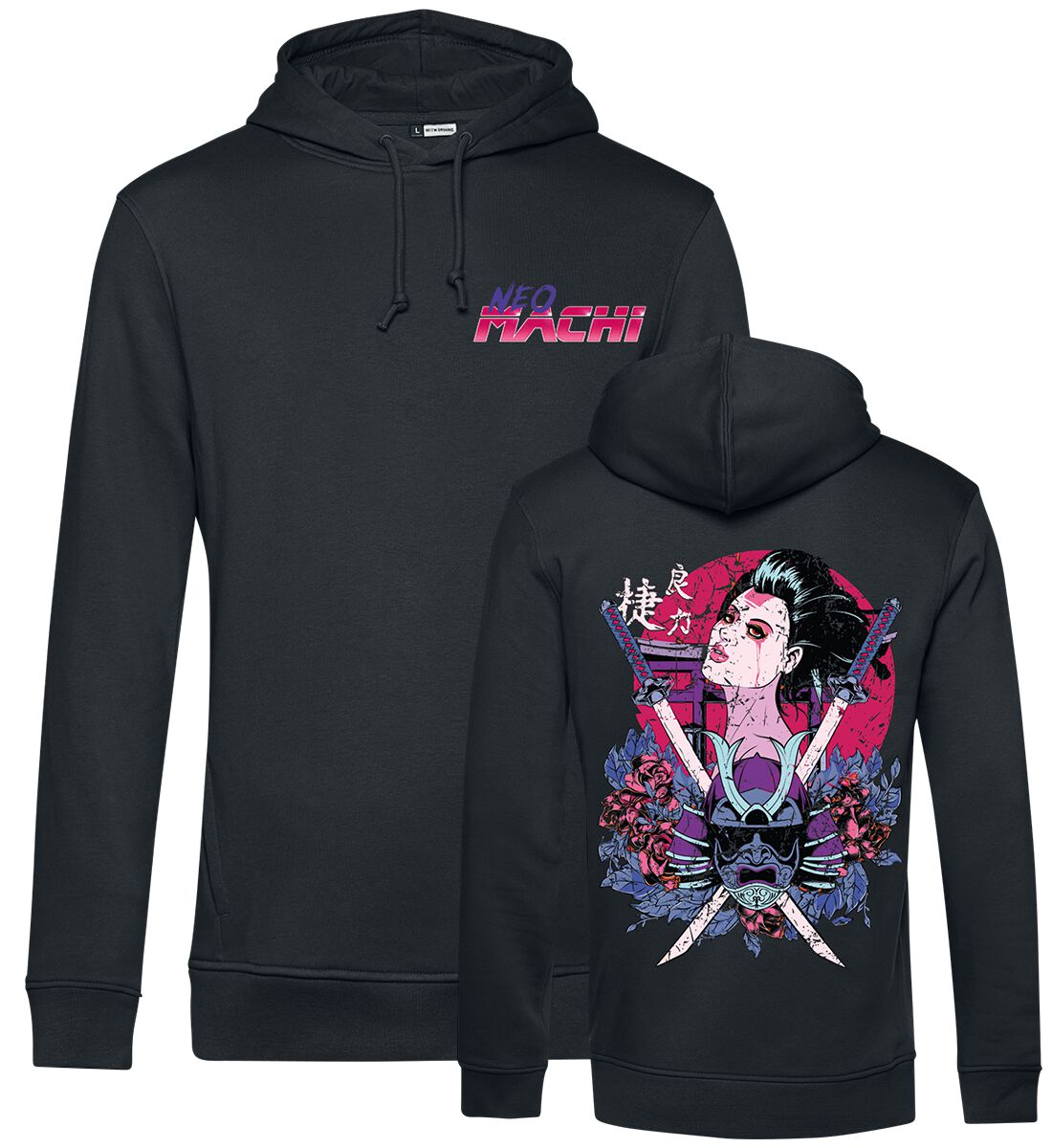 NEOMACHI SAMURAISHA Kapuzenpullover schwarz