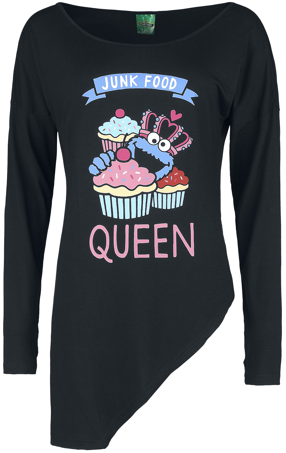 Sesamstraße Junk Food Queen Langarmshirt schwarz