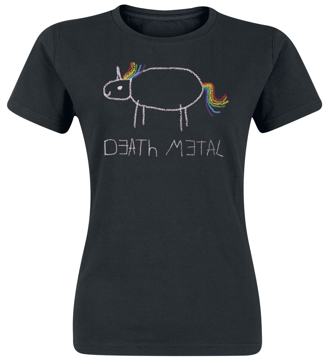 T-Shirt Manches courtes Unicorn de Death Metal - - S à XXL - pour Femme - noir
