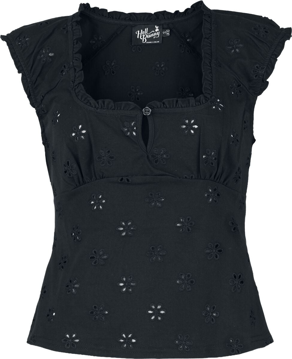 T-Shirt Rockabilly di Hell Bunny - Sammy Jo Top - XS a 4XL - Donna - nero