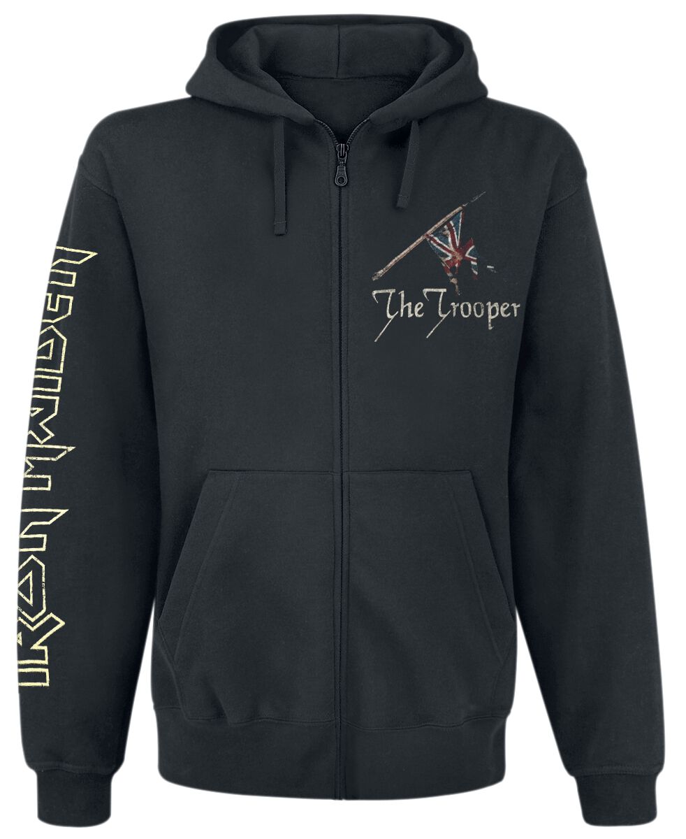 Levně Iron Maiden The Trooper Flag Mikina s kapucí na zip černá