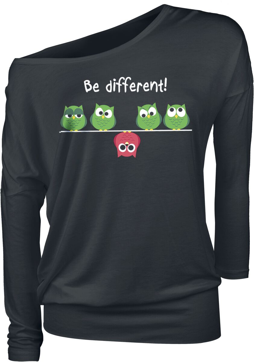 T-shirt manches longues Fun de Be Different! - - XS à XL - pour Femme - noir
