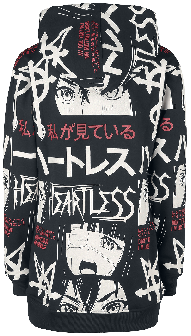 Heartless - Gothic Kapuzenpullover - I'm Lost Hood - M bis 3XL - für Damen - Größe L - schwarz/weiß/rot