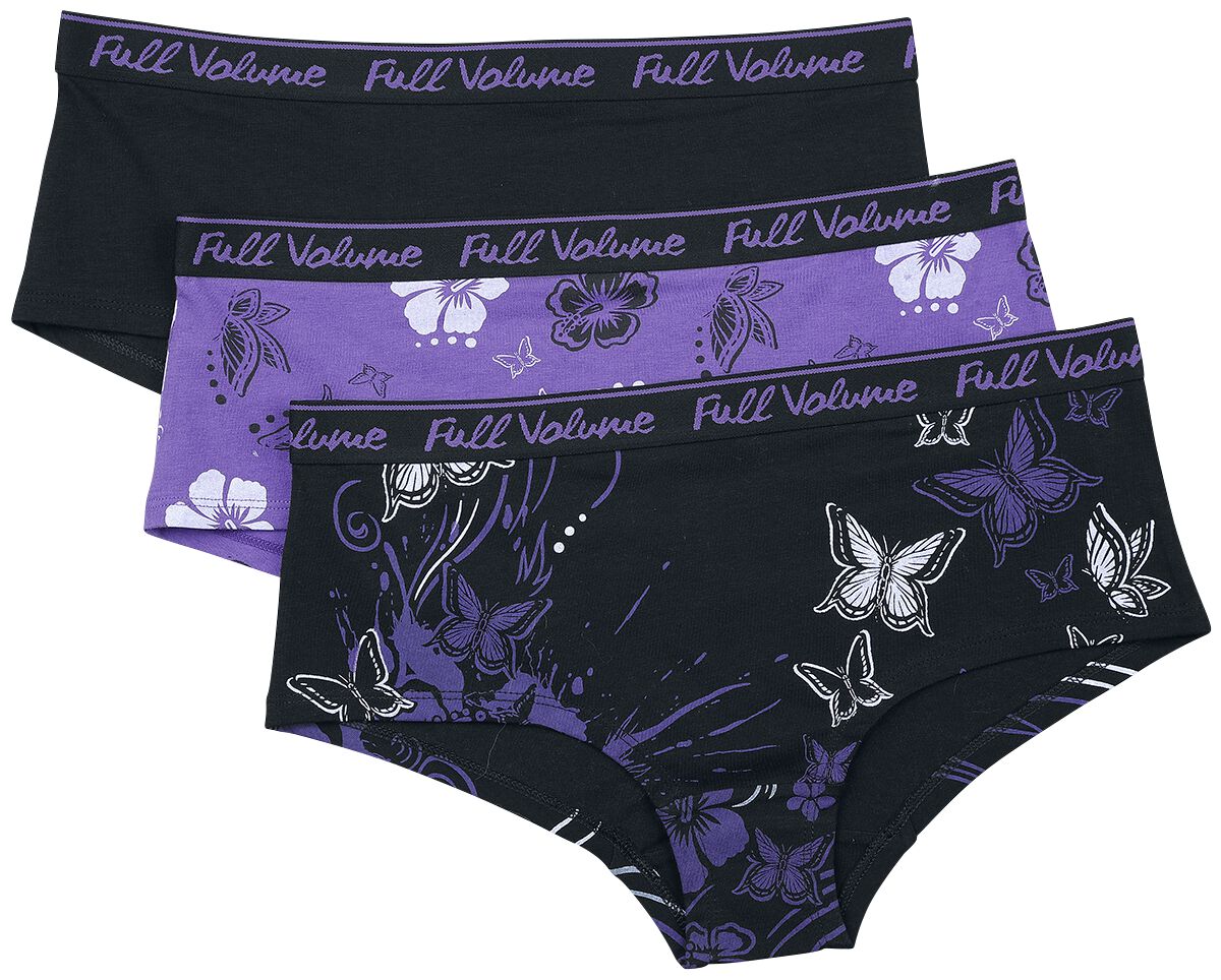 Full Volume by EMP Panty Set with Flowers and Butterflies Panty Set purple black
