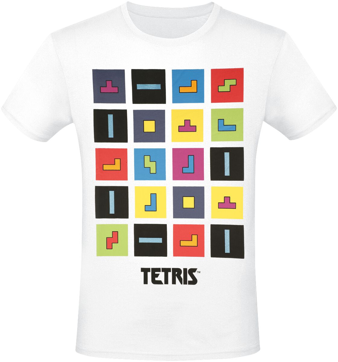 Image of T-Shirt Gaming di Tetris - Colour blocks - S a 3XL - Uomo - bianco