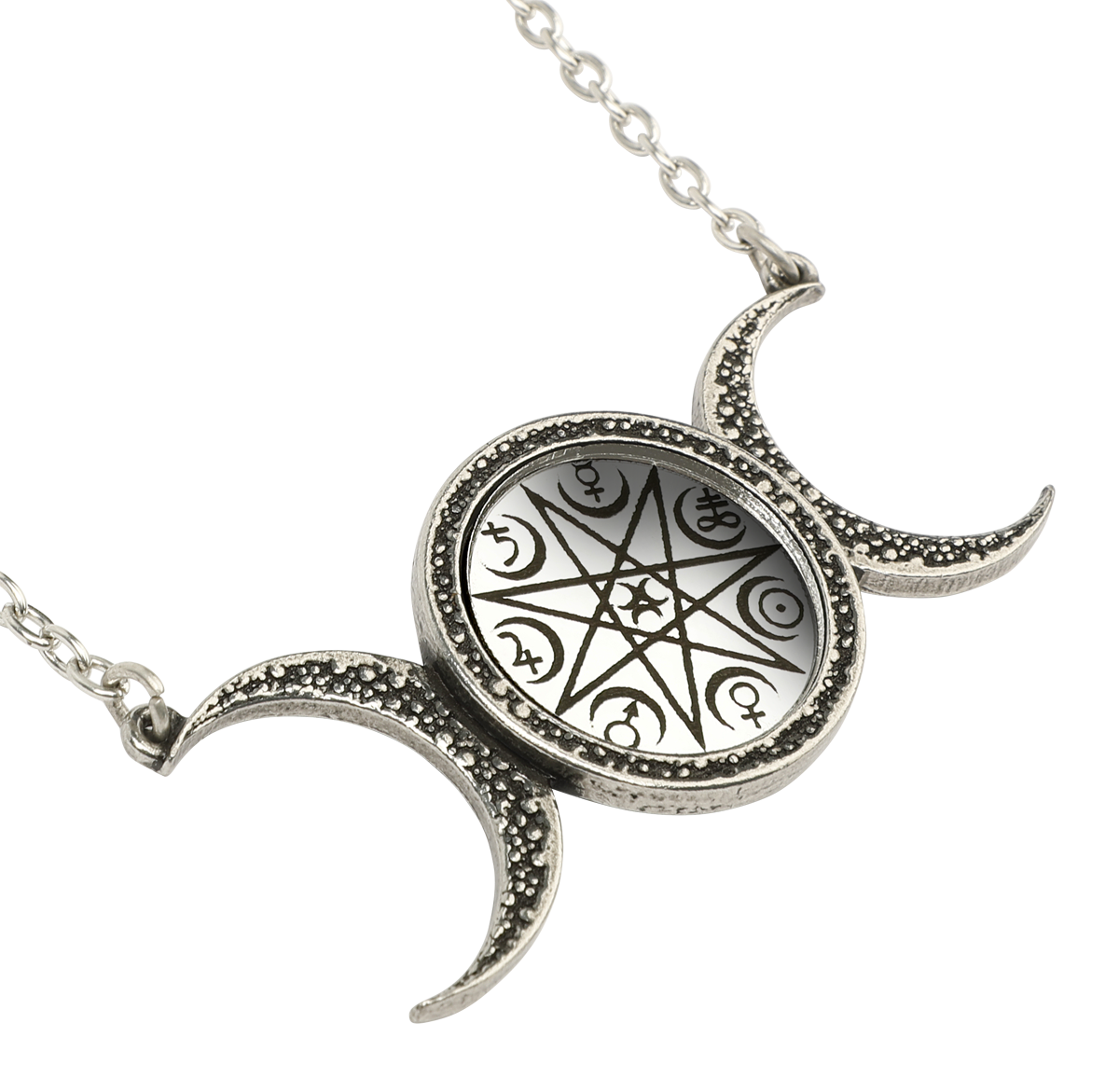 Alchemy Gothic - Gothic Halskette - The Magical Phase - für Damen - schwarz/silberfarben