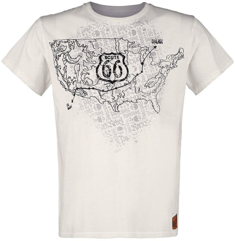Rock Rebel X Route 66 - Weißes T-Shirt mit Flockprint