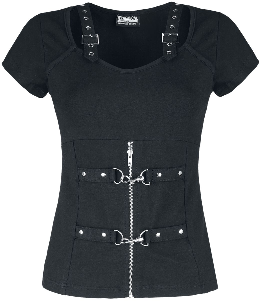 Chemical Black - Gothic T-Shirt - Maniacal Top - XS bis XXL - für Damen - Größe XS - schwarz