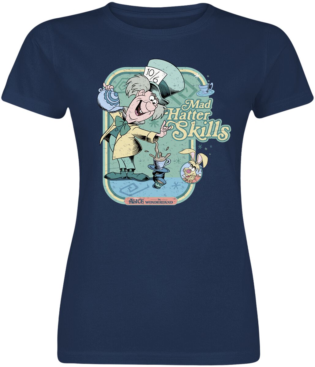 Alice im Wunderland - Disney T-Shirt - Mad hatter Skills - S bis XXL - für Damen - Größe XL - navy  - EMP exklusives Merchandise!