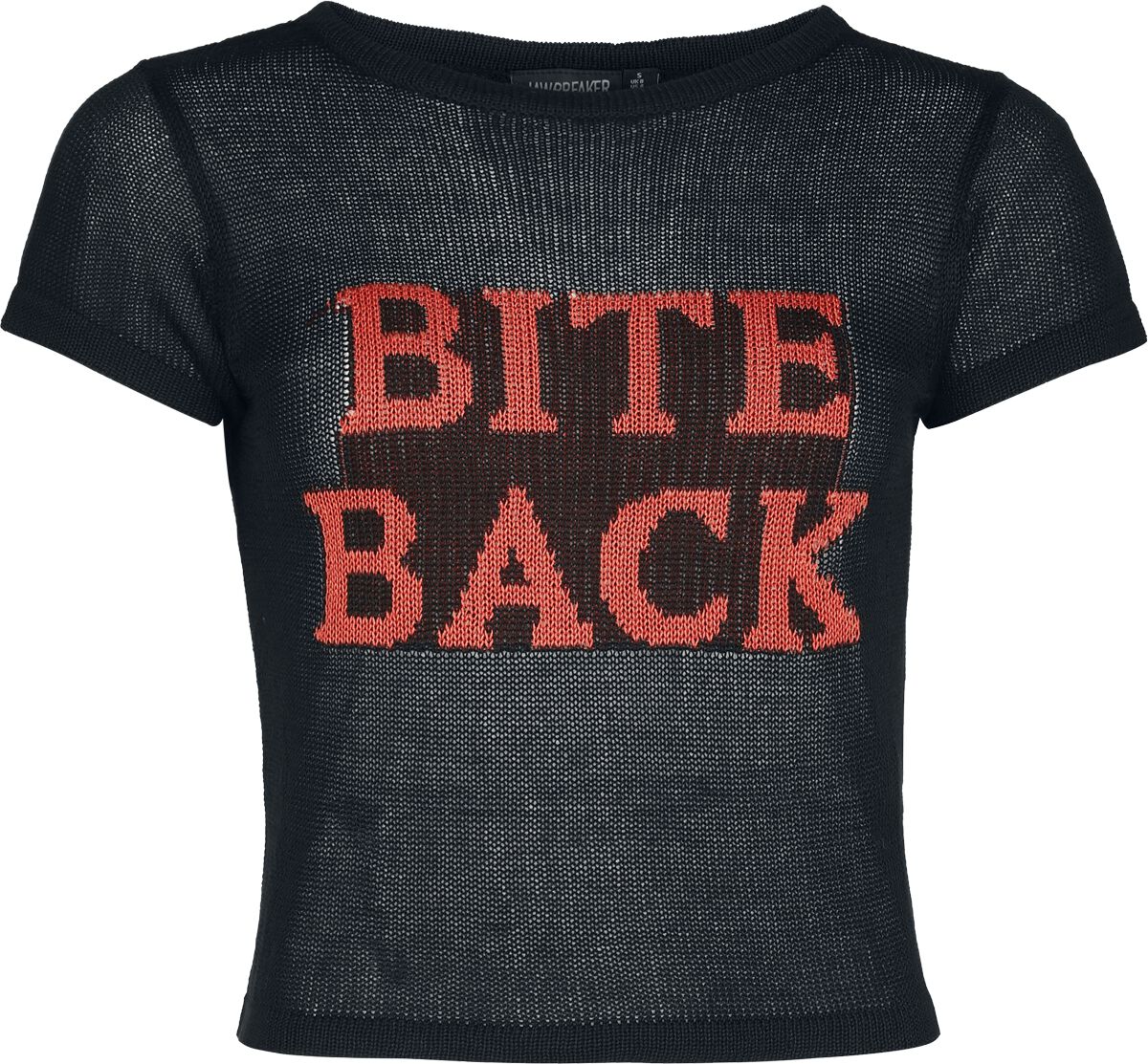 Rockabilly T-Shirt - Bite Back Slogan Knitted Top - S bis XXL - für Damen - Größe L - schwarz - Frauen - female