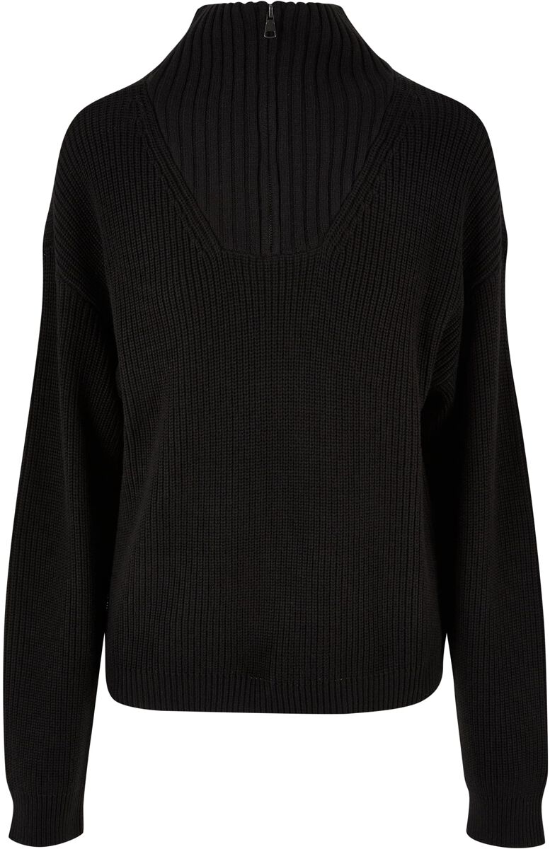 Urban Classics Ladies Oversized Knit Troyer Sweatshirt schwarz in S