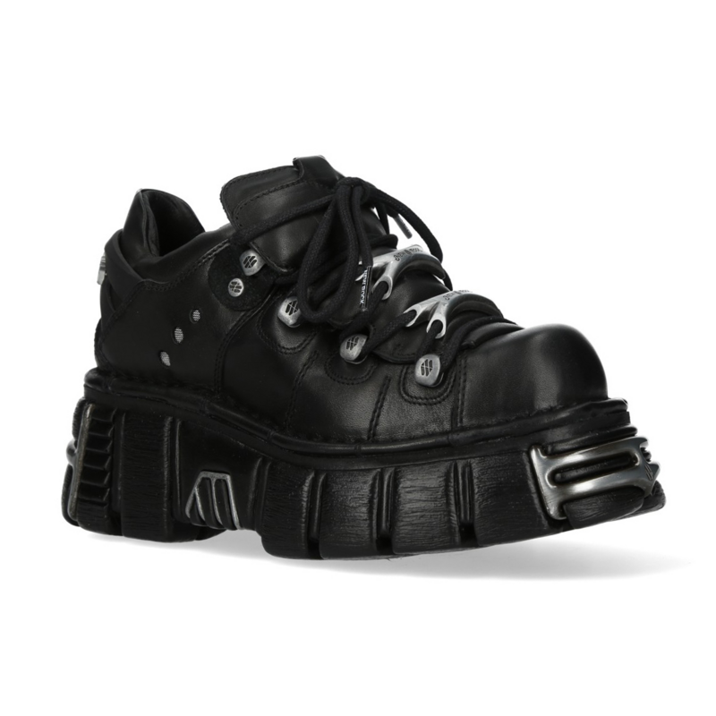 New Rock Gothic Lace-up shoe - METALLIC M-120N-C26 - black
