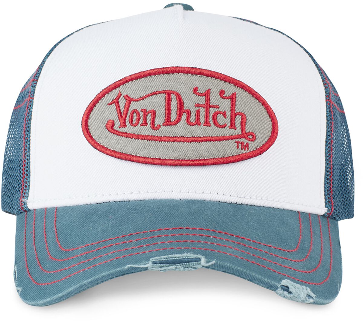 Image of Cappello di Von Dutch - WOMEN’S VON DUTCH TRUCKER CAP WITH MESH - Unisex - blu/bianco