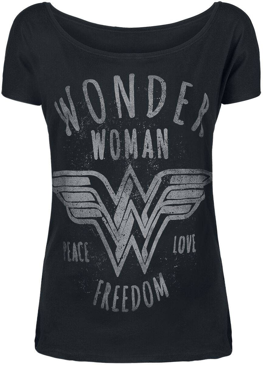 Wonder Woman - DC Comics T-Shirt - Freedom - XL bis 4XL - für Damen - Größe XL - schwarz  - Lizenzierter Fanartikel