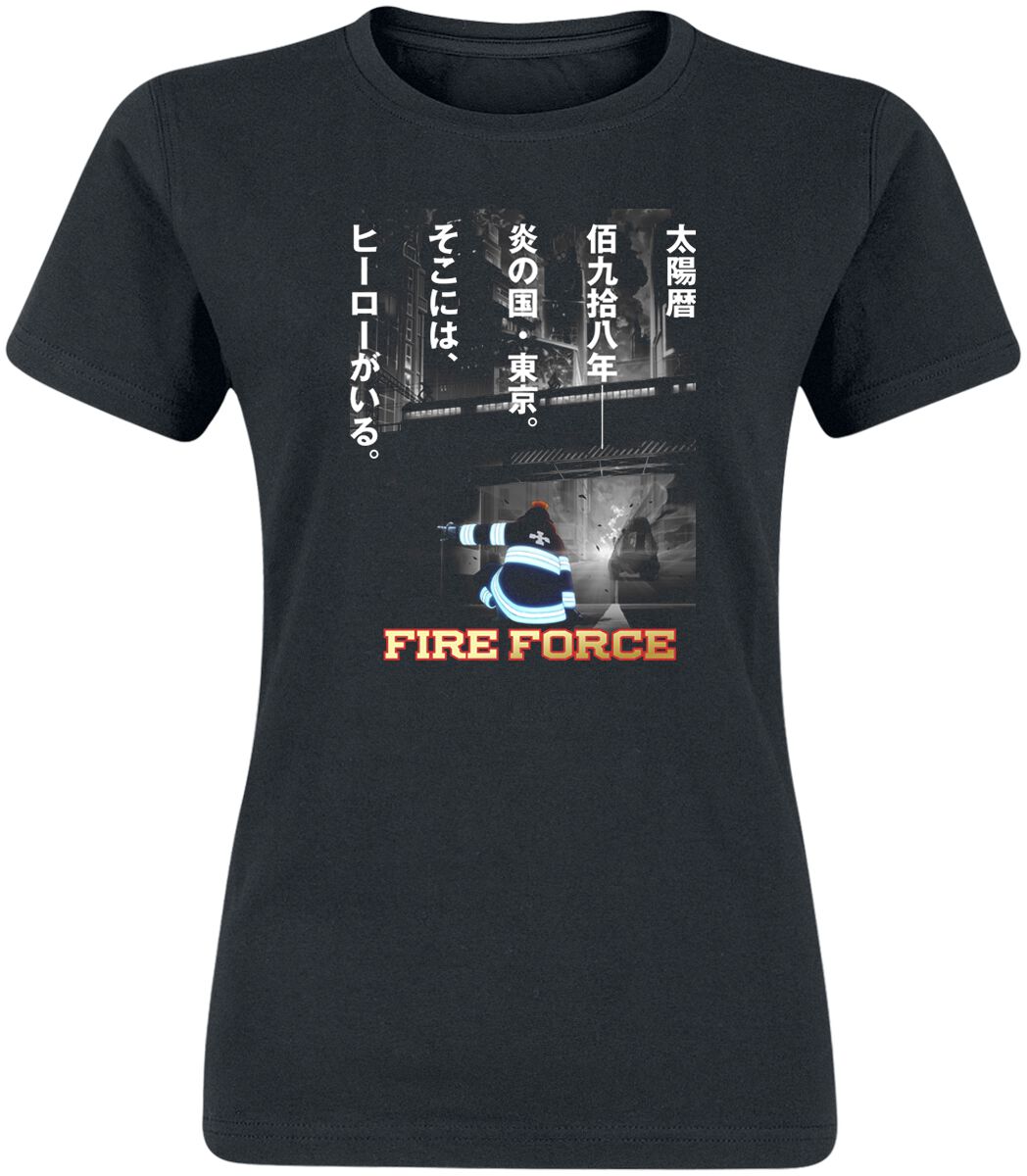 Fire Force - Anime T-Shirt - Infernal Attack - S bis XL - für Damen - Größe S - schwarz  - Lizenzierter Fanartikel