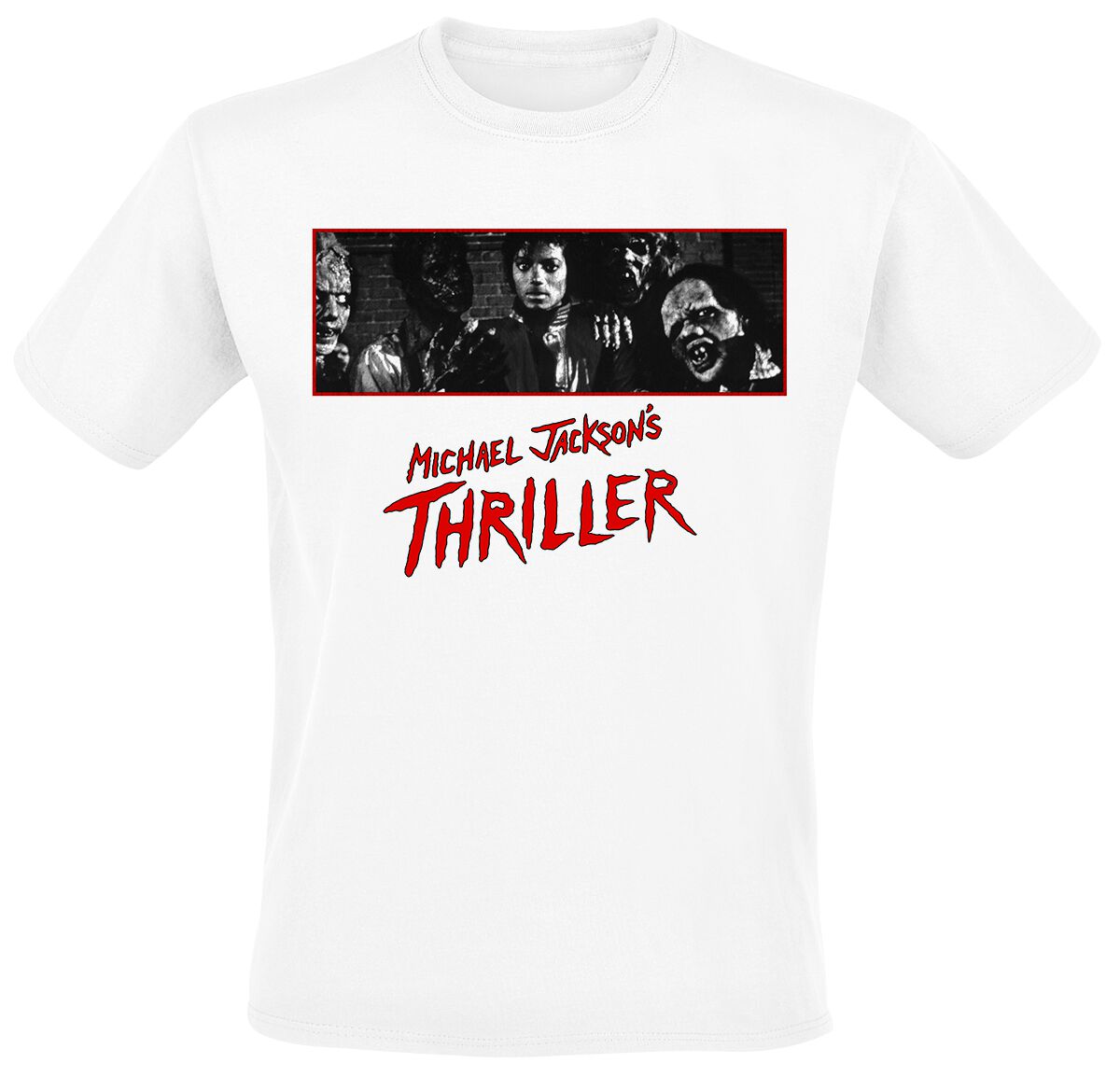 Michael Jackson T-Shirt - Thriller BW Photo - S bis XXL - für Männer - Größe L - weiß  - Lizenziertes Merchandise!