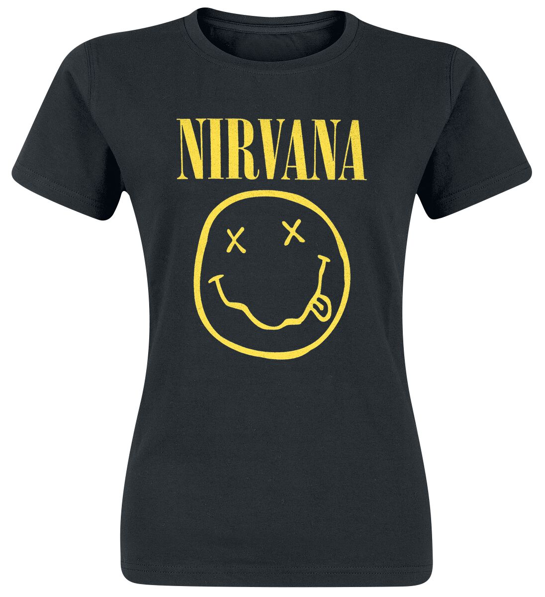 T-Shirt Manches courtes de Nirvana - Smiley Logo - S à XXL - pour Femme - noir