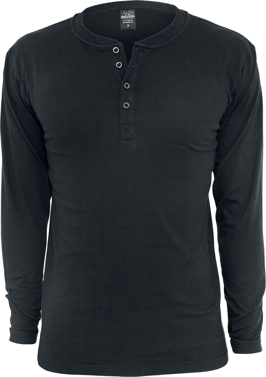 Urban Classics Langarmshirt - Basic Henley - S bis XXL - für Männer - Größe XL - schwarz