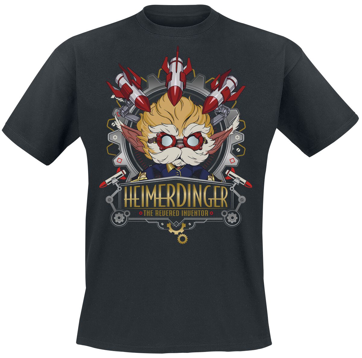 T-Shirt Manches courtes Gaming de League of Legends - Arcane - Heimerdinger - M - XXL - pour Homme - noir