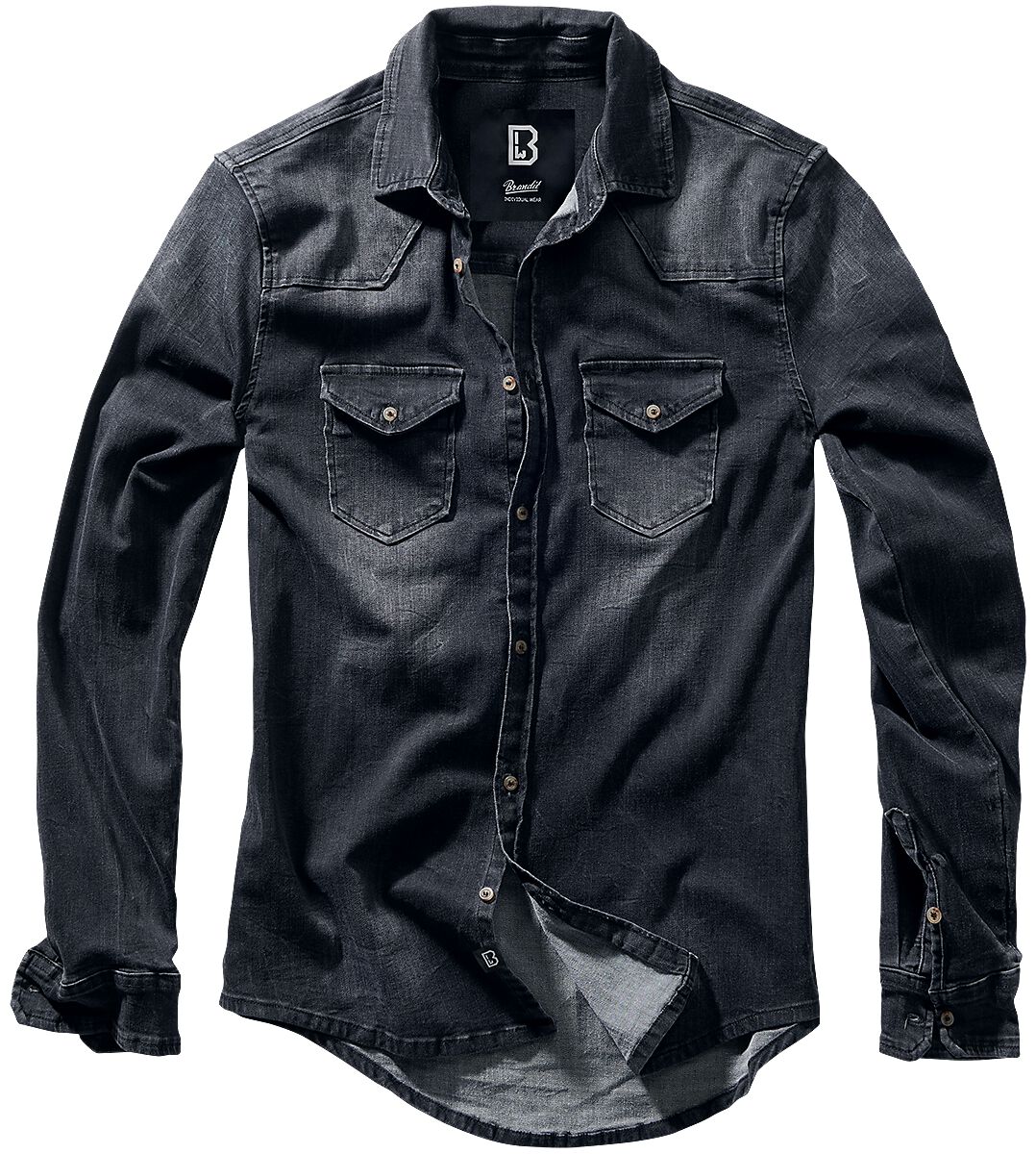 Image of Camicia di jeans di Brandit - Riley Denimshirt - S a 5XL - Uomo - nero