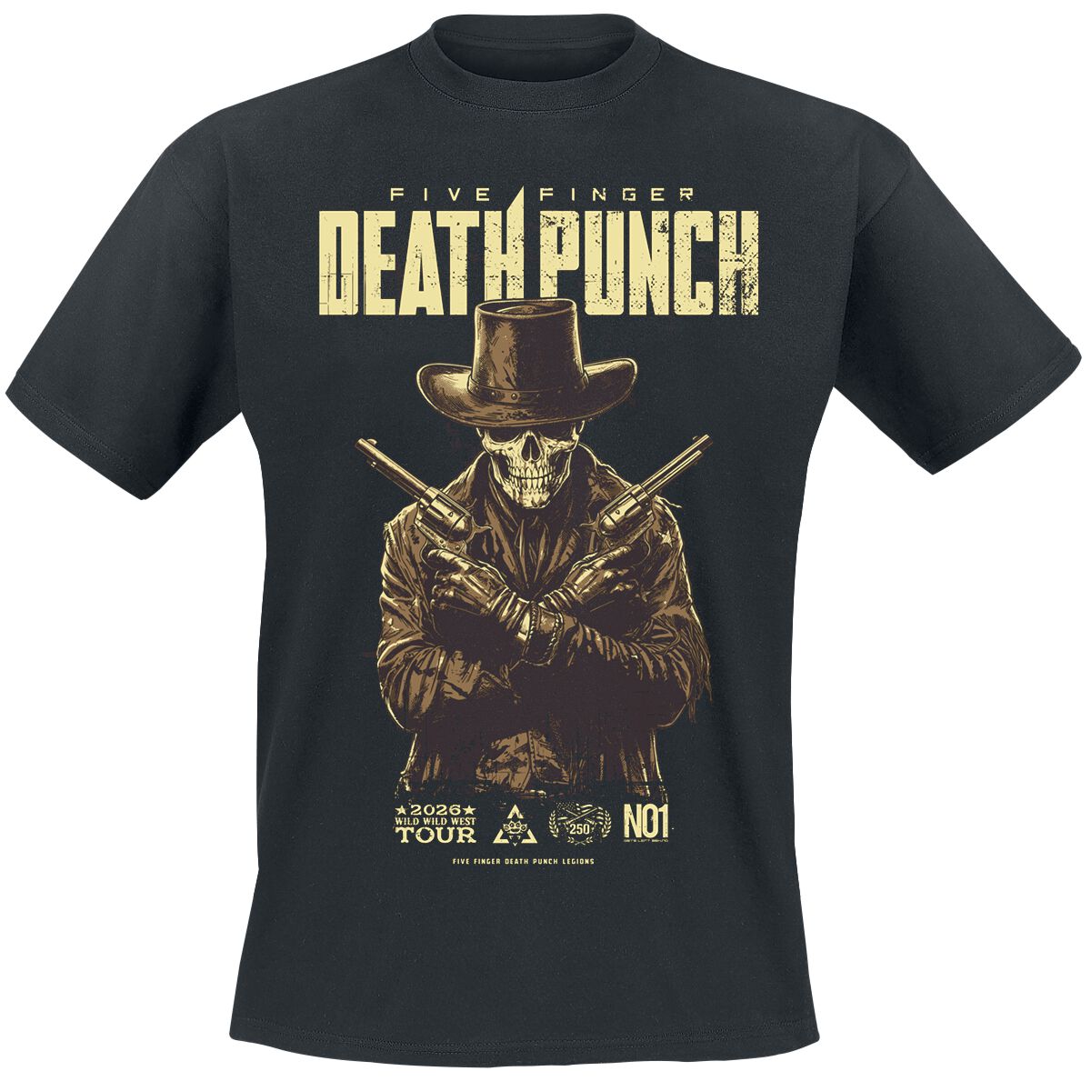 Levně Five Finger Death Punch Crossed Pistols Tričko černá