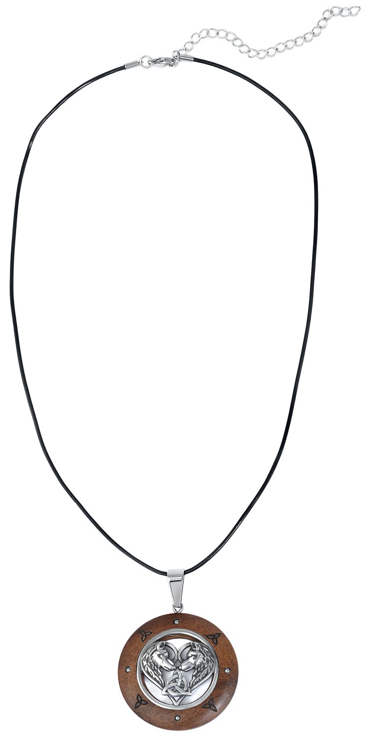 etNox Wolfspaar mit keltischem Knoten Halskette silberfarben
