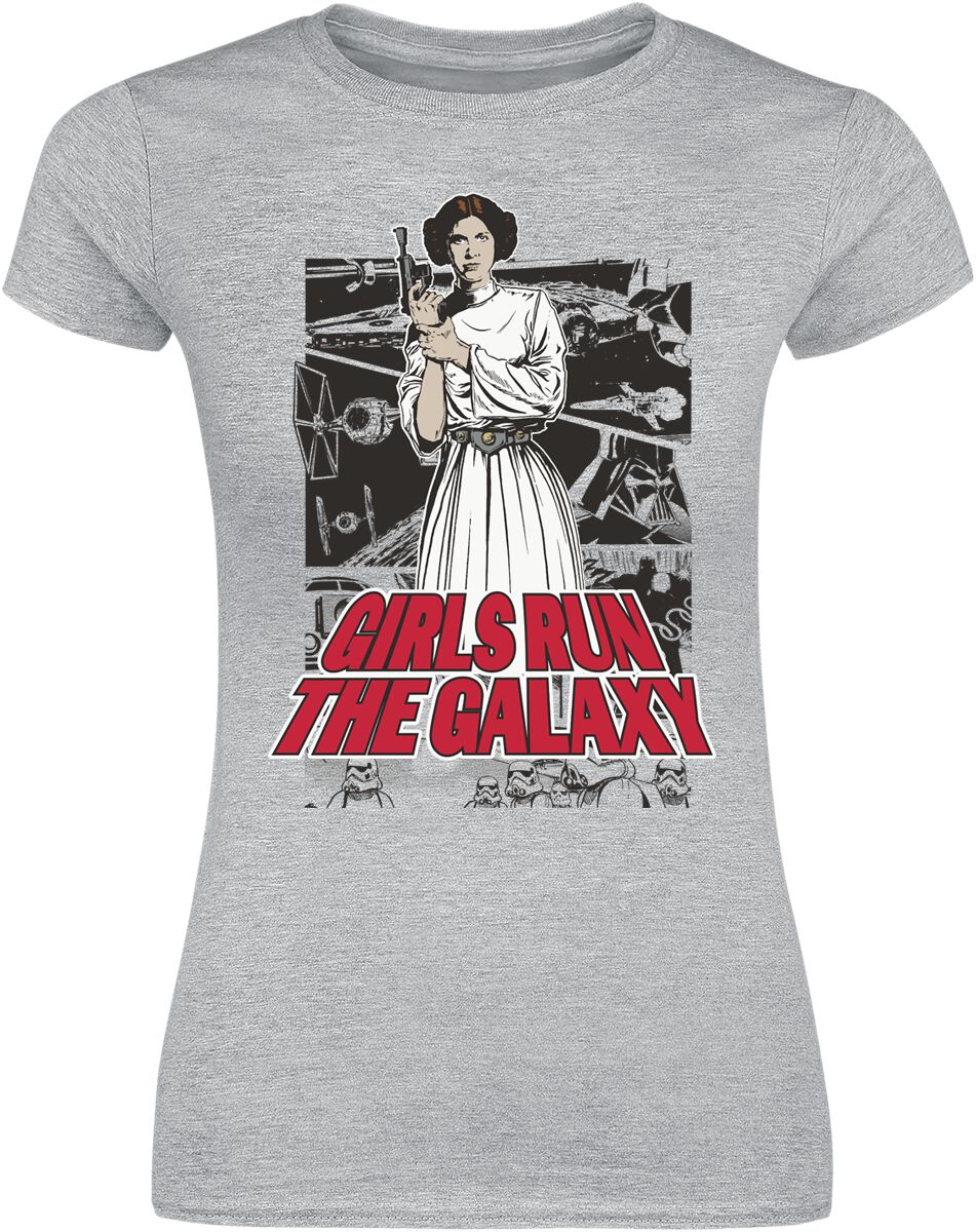 Star Wars T-Shirt - Leia - Comic - S bis XXL - für Damen - Größe S - grau  - Lizenzierter Fanartikel