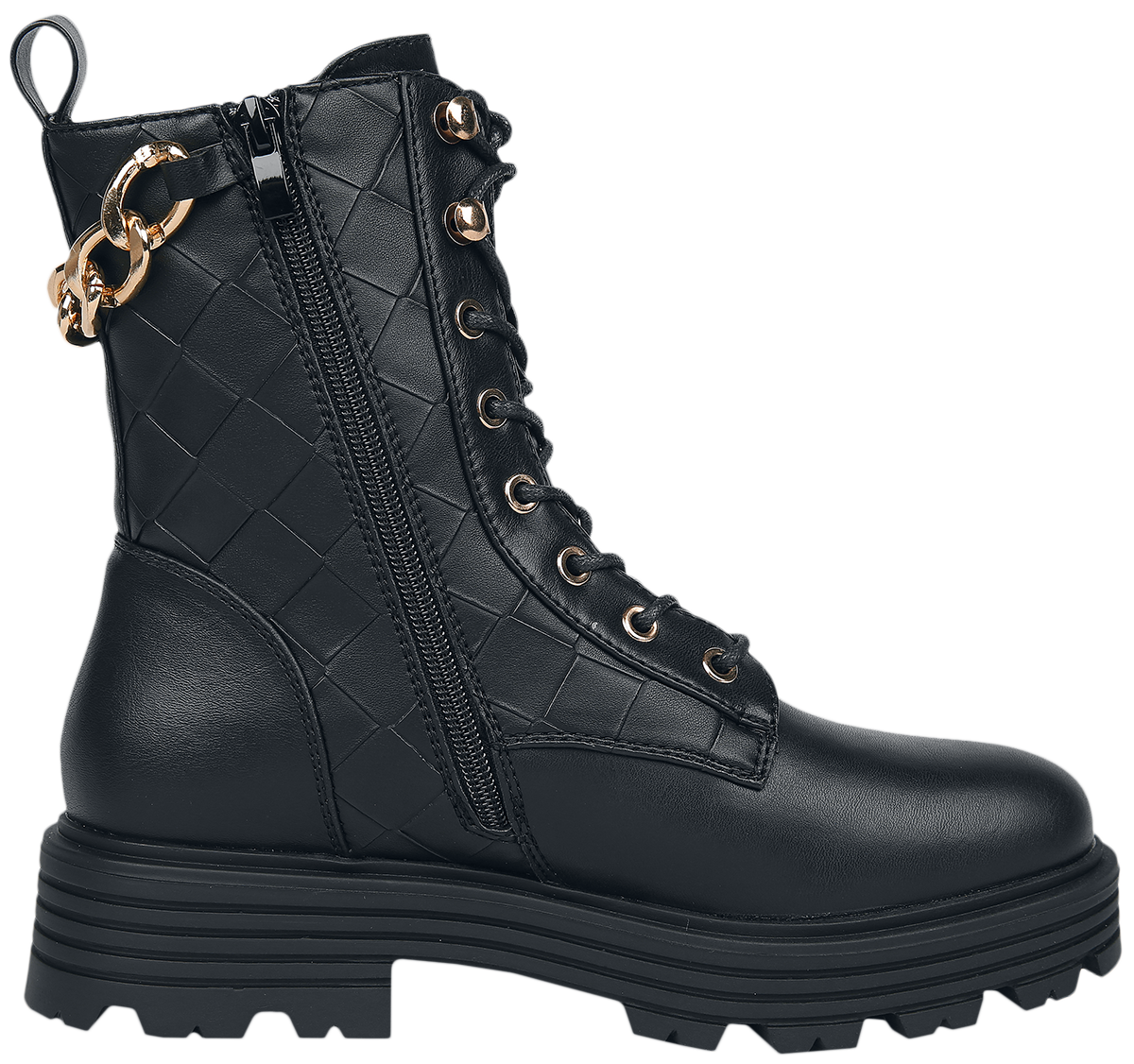 Dockers by Gerli Schnürboot mit Kette und Nieten Boot schwarz