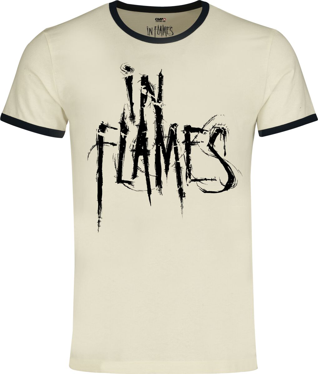 T-Shirt Manches courtes  de In Flames - Logo - Ringer Shirt - S à 5XL - pour Homme - blanc cassé