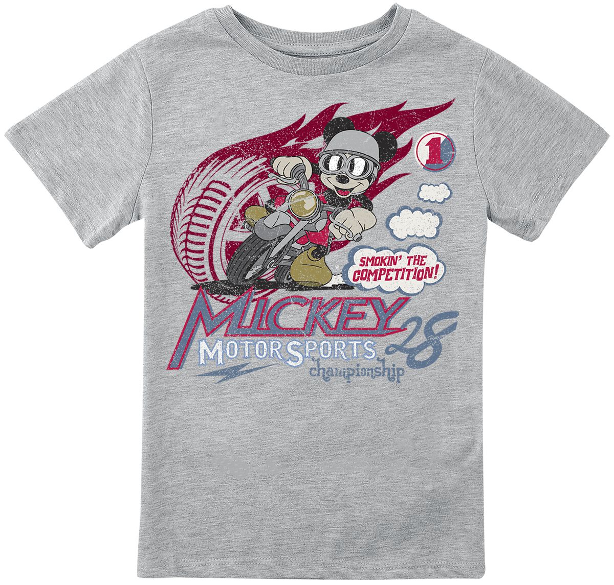 Levně Mickey & Minnie Mouse Kids - Motor Sports Championchip detské tricko šedá